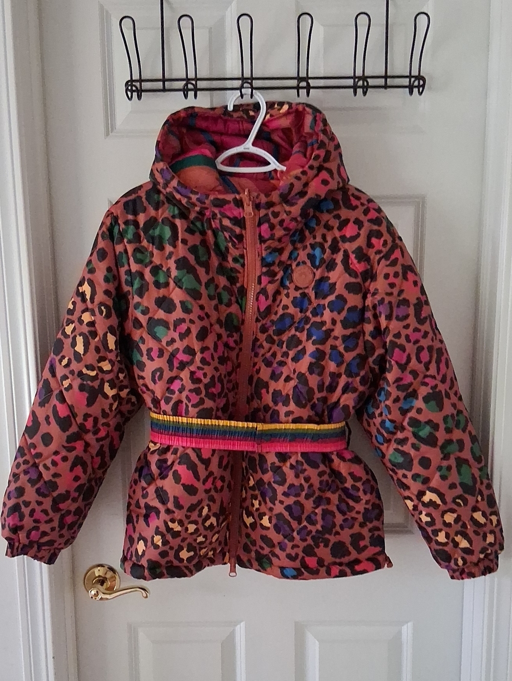 FARM Rio Multicolor Reversible Puffer Jacket with Hood Size XS